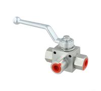 Yuanpgky Valvola a sfera idraulica a 3 vie ad alta pressione 500 Bar Valvola di intercettazione in acciaio al carbonio per acqua, olio, gas con attacco filettato da G1/4" a G3/4" (G1/4)