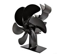 Yuanpgky Ventilatore per camino a 6 pale compatibile con stufe a legna, ventola alimentata a calore con struttura in metallo, non richiede elettricità, nero, 18 x 17,5 x 9 cm