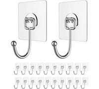 YUANQIAN Set di 20 ganci da parete da 10 kg, autoadesivi, impermeabili, trasparenti, per bagno, doccia, cucina, ganci adesivi (20)