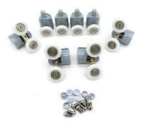 YuanQian - Set di 8 guide per porta della doccia, ruote e puleggie, guide di ricambio per casa, bagno, fai da te (4 rulli superiori doppi e 4 rulli inferiori singoli)