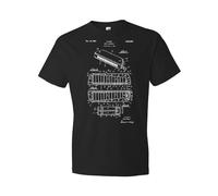 YUANROU Chromatic Harmonica Blues Player T Shirt BlackL