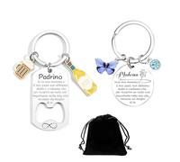 YUANSI Portachiavi Padrino e Madrina Battesimo Regalo Padrino e Madrina Battesimo Regalo Padrino Cresima Padrino e Madrina al Battesimo Regalo Portachiavi Padrino Madrina Regalo di Natale (1)