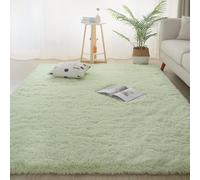 YUANWAN Tappeto a Pelo Lungo 140 x 290 cm Extra Morbido e Facile da Pulire Tappeto per Camera da Letto Soggiorno Morbido per Soggiorno, Corridoio, Camera da Letto, Verde Tenero