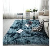 YUANWAN Tappeto a Pelo Lungo 170 x 110 cm con Fondo Antiscivolo Tappeto per Camera da Letto Soffice Tappeto per Soggiorno per Soggiorno, Corridoio, Camera da Letto, Blu Scuro