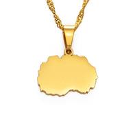 YUANYIRAN Macedonia del Nord Collana Pendente con Mappa-Collana Nazionale di Piccola Dimensione Trendy Hip Hop Classica per Donne Uomini Ciondolo Catena di Gioielli Regali, Oro, Catena Sottile 45Cm