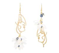 YUANYIRAN Orecchino Lungo Nappa di Fiori di Cristallo Asimmetrico - Bohémien Big Hang Hook Stud Ethnic Vintage Personality Orecchino per Compleanno Festa di Matrimonio Ragazze Gioielli Regalo