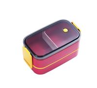 YUANYIYS Contenitore per il pranzo isolato in acciaio inossidabile con strati staccabili, bento box portatile per impiegati, contenitore per alimenti a prova di perdite, adatto al microonde (doppia