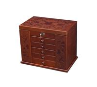 YUANYIYS Portagioie in legno in stile cinese con serratura, in legno di Paulownia, per bracciali, collane, orecchini, anelli e accessori