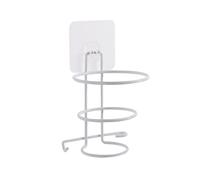 YUANYIYS Supporto per asciugacapelli da parete senza punzonatura, organizer salvaspazio da bagno con design a spirale in alluminio, senza fori, con morsetto a spina e gancio inferiore per cavi (B)