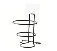 YUANYIYS Supporto per asciugacapelli da parete senza punzonatura, organizer salvaspazio da bagno con design a spirale in alluminio, senza fori, con morsetto a spina e gancio inferiore per cavi (W)