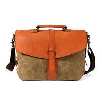 YUANYOULI Borsa Obliquo in Tessuto Impermeabile Borsa retrò Occasionali Cera Computer Portatile con Una Valigetta in Pelle Lucida, Multifunzionale Impermeabile, Luce,Cachi