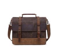 YUANYOULI Totes Ufficio Borse di Tela Uomini d'Affari Valigetta in Pelle per Il 15,6 per Notebook Uomini Borsa a Tracolla del messaggero, Multifunzionale Impermeabile, Leggero,caffè