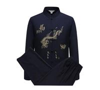 YUANZHOU Abito Da Uomo Abito Cinese Tang Da Uomo Abiti Da Tai Chi Tradizionale Cinese Kimono Karate Costume Samurai Nunchaku Allenamento,Black-40