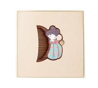 YUANZHOU Set di 2 mini pettini per capelli in legno e legno, con specchio compatto, stile vintage, grazioso pettine in legno per donne, regalo per mamma, ragazza, amica, pettine