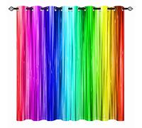YUANZU Tende color arcobaleno a righe con occhielli, con protezione termica opaca, protezione dal freddo, camera da letto, camera da letto, 2 pezzi, altezza 160 x larghezza 132 cm