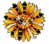 Yuattory Festival delle Api Pastorale Ape Fiore di Girasole Pannello in Legno Decorazione Portico Casa Pannello in Legno Pendente Finestra