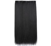 Yuattory Set di parrucche per capelli lisci da 55 cm, parrucca per capelli da donna, Cosplay, capelli naturali, resistenti, colore nero naturale