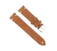 YUBAOLI Watch straps,18/20/22/24mm Handmade Stitching Vintage Suede Genuine Leather Watchband with Quick Release Spring Bar(Brown-White,20mm)