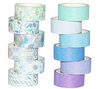 YUBBAEX 12 rotoli di nastro Washi Set di nastri decorativi per mascheratura (mix blu)