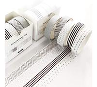 YUBBAEX - Set di 5 rotoli di nastro Washi per lavori artistici, fai da te, diari di proiettile, pianificatori, scrapbooking, confezioni (puntini e linea)