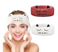 YUBBYSTU 2 Pezzi Fascia Capelli Donna Trucco,Headbands per il lavaggio del viso,per Trucco Carino Spa Headband Morbido e assorbente Skincare Headband per lavare il viso,doccia,sport,yoga(bianco＋rosso)