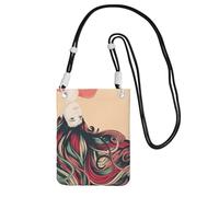 YUBVCF Borsa a tracolla per telefono con stampa a testa in giù con capelli lunghi e colorati, adatta a tutti i telefoni cellulari, utilizzabile per corsa, passeggiate, ciclismo, Nero , Taglia unica