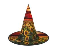 YUBVCF Cappello di Halloween delle donne di stampa del girasole del tramonto per il cappello di Halloween del panno di Oxford di Cosplay per le feste in