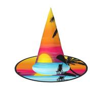 YUBVCF Cappello di Halloween delle donne di stampa della palma del tramonto per il cappello di Halloween del panno di Oxford di Cosplay per le feste in