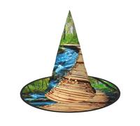 YUBVCF Cappello di Halloween delle donne di stampa dell'acqua del flusso del ponte di legno per il cappello di Halloween del panno di Oxford di Cosplay per le feste