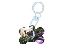 YUBVCF Carlini In Giardino Stampa Acrilico Ornamento Osso Del Cane,Pet Tags,Portachiavi Cane Tag Per Le Vacanze Per Gli Amanti Dell'animale Domestico, Small, Acrilico