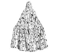YUBVCF Elegante mantello con cappuccio per Halloween con stampa di una folla di pinguini, per adulti, 140 cm, grande cappuccio, mantello per feste in maschera, carnevale a tema