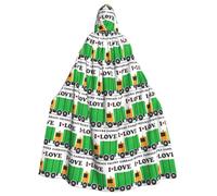 YUBVCF Mantello con cappuccio con stampa I Love Garbage Trucks per adulti, per Halloween, 140 cm, grande cappuccio, mantello per feste in maschera, carnevale a tema