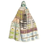 YUBVCF Mantello con cappuccio per adulti con stampa di regole del portico di Halloween, 140 cm, grande cappuccio per feste, carnevali a tema in maschera