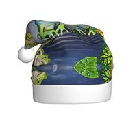 YUBVCF Molte rane cantano sui rami Summer Butterflies Lake Water Printing Promozione Buon Natale, Cappello a secchiello a tema, Cappelli da sole carini per adulti Spettacoli teatrali