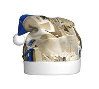YUBVCF Santorini Greek Island Sea View Stampa Promozione Buon Natale, Cappello A Tema Secchiello, Simpatici Cappellini Da Sole Per Adulti Spettacoli Palcoscenici