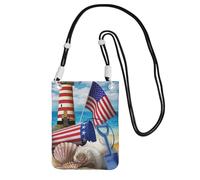YUBVCF Sea to Shining Sea - Borsa a tracolla per telefono con stampa patriottica, adatta a tutti i telefoni cellulari, utilizzabile per corsa, passeggiate, ciclismo, Nero , Taglia unica