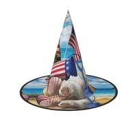 YUBVCF Sea To Shining Sea Patriottica Stampa Donne Halloween Cap Per Cosplay Oxford Panno Cappello di Halloween Per Le Feste In Maschera