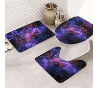 YUBVCF Set di 3 tappeti da bagno antiscivolo, in flanella, motivo universo, galassia e stelle, 80 x 50,8 cm, set di tappeti da bagno morbidi