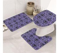 YUBVCF Set di 3 tappeti da bagno in flanella antiscivolo con motivo horror su sfondo viola, 80 x 50,8 cm, set di tappeti per bagno Vanity, tappetini morbidi