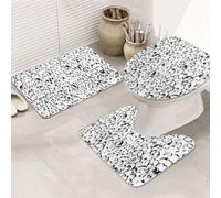 YUBVCF Set di 3 tappeti da bagno in flanella, antiscivolo, con stampa di una folla di pinguini, 80 x 50,8 cm, set di tappeti da bagno morbidi