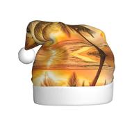 YUBVCF Tropical Beach Palm Tree Tramonto Stampa Promozione Buon Natale,Cappello A Tema Secchiello, Carino Sun Caps Per Adulti Spettacoli Stage