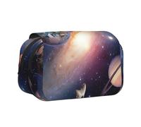 YUBVCF Universe Planet Printing - Custodia a conchiglia a doppio strato, per ragazzi e ragazze, custodia resistente per il trasporto di penne con cerniera per la scuola, Nero , Taglia unica, Organizer