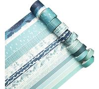 YUBX 12 rotoli Washi Tape Set VSCO Nastro Decorativo per Fai da Te, diari proiettili, pianificatori, Scrapbooking, Confezioni (Blue Tracks)