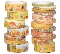 YUBX Nastro Washi Autunno 18 rotoli stampato giallo fai da te bullet journal planner scrapbooking