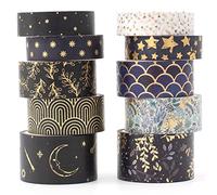 YUBX Washi Tape Set 10 rotoli di nastri decorativi in argento per decorazioni artistiche, fai da te, diari, pianificatori, album e confezioni (pellicola Mash-up)