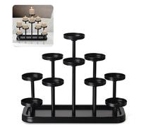 yucanucax 10arms - Portacandele da tè, in metallo, nero, set di 10, per sala da pranzo, centrotavola, vassoio decorativo