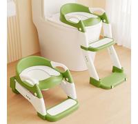 Yucch riduttore WC bambini con scaletta 2 in 1 - regolabile, antiscivolo - adattatore WC per bambini con vasino removibile e cuscino PU morbido per allenamento vasino (1-6 anni, verde)