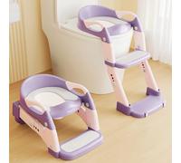 Yucch Riduttore WC bambini con Scaletta, Nuovo 2 in 1 Adattatore Water per Bambini regolabile, antiscivolo - con vasino removibile e cuscino PU morbido (1-6 anni, rosa)