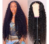 yuccy Parrucche frontali in pizzo a onde profonde con densità 250% capelli umani 13 × 4 parrucche frontali in pizzo riccio profondo parrucche per capelli umani per donne nere parrucca brasiliana senza