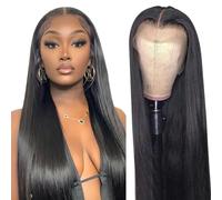 yuccy Parrucche frontali in pizzo dritto per capelli umani 66 pollici 13x4 HD parrucche frontali in pizzo trasparente capelli umani pre-pizzicati con capelli di bambino 200% densità capelli umani